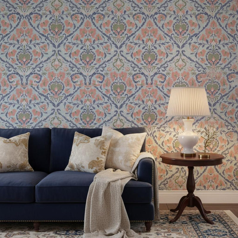 Damask Wallpaper | Floral Wall Mural |  Peel and Stick Removable