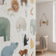 Safari Animal Wallpaper Kids Nursery | Watercolor Elephant Lion Tiger | Modern Children Room Decor | Peel and Stick