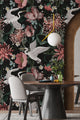 Chinoiserie Peel and Stick Wallpaper: Bird Crane & Peonies Mural