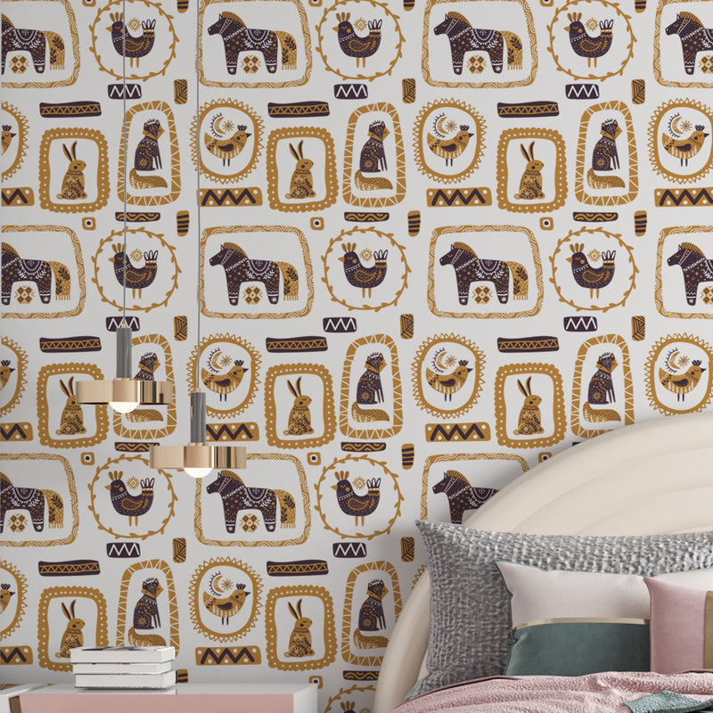 Vintage Animals Kids Wallpaper: Peel and Stick Nursery Wall Mural ...