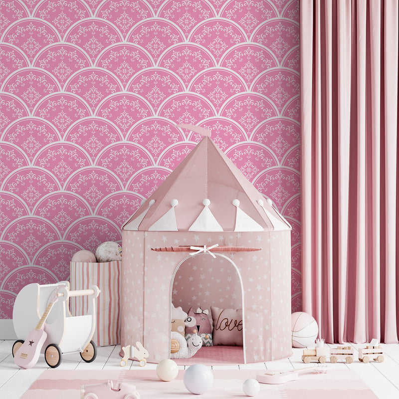 Pink Wallpaper Peel and stick Art Deco Girl Room Wall Decor – Scandi Home