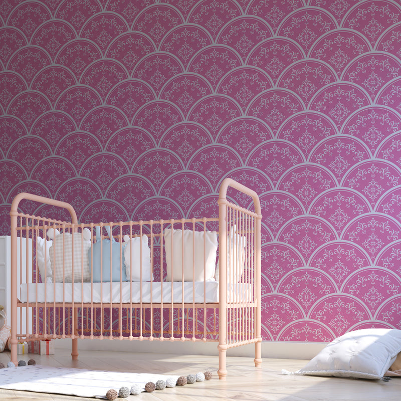 Pink Wallpaper Peel and stick Art Deco Girl Room Wall Decor – Scandi Home