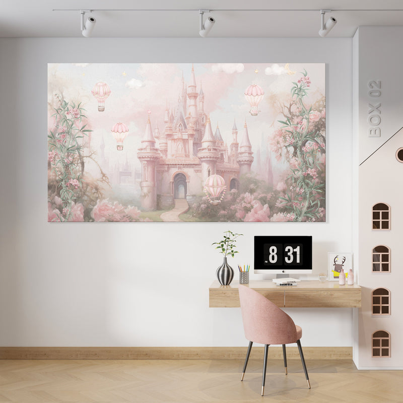 Princess castle canvas print, nursery wall art, girls wall decor