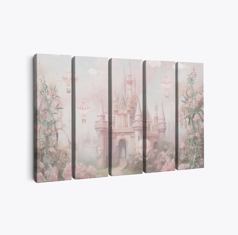 Princess castle canvas print, nursery wall art, girls wall decor