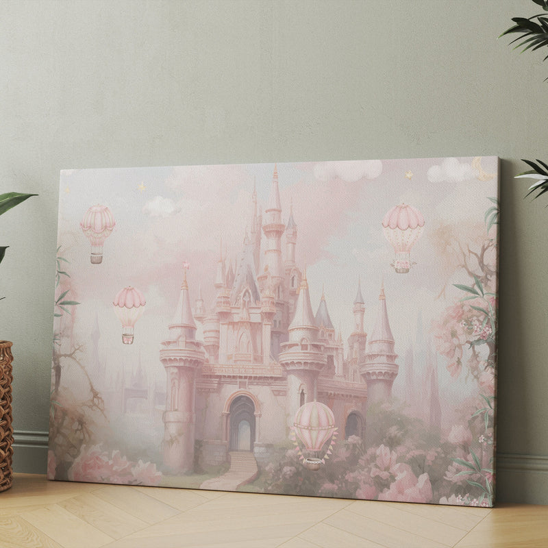 Princess castle canvas print, nursery wall art, girls wall decor