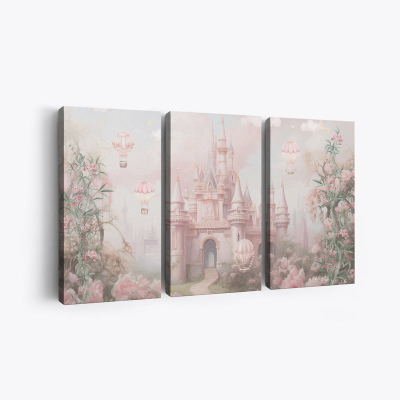 Princess castle canvas print, nursery wall art, girls wall decor