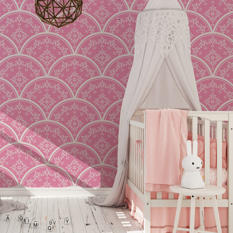 Pink Wallpaper Peel and stick Art Deco Girl Room Wall Decor – Scandi Home