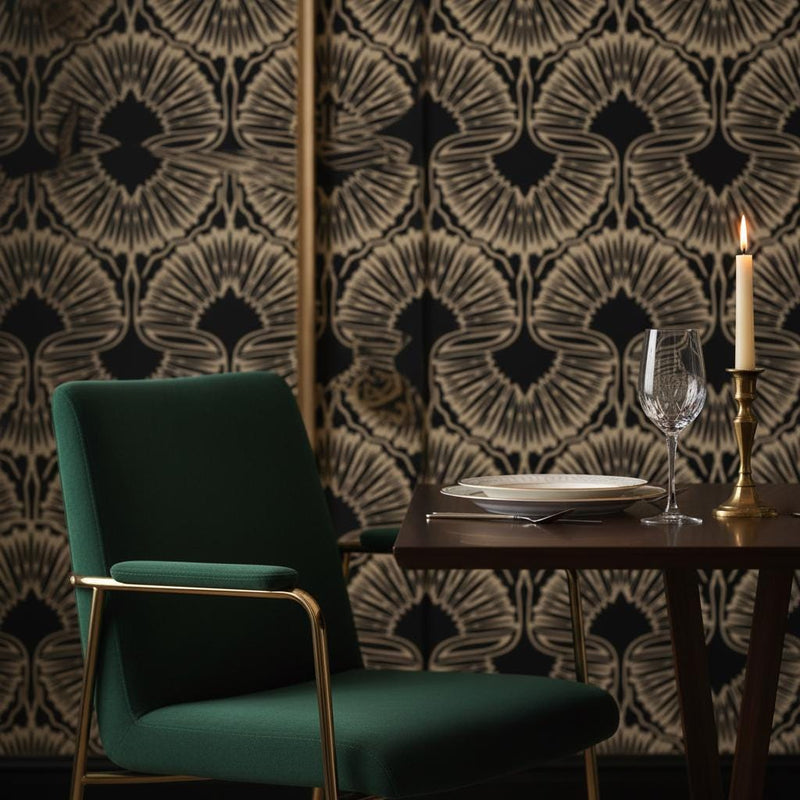 Art Deco Wallpaper | Removable Geometric Fan Wallpaper | Glamorous Statement Wall