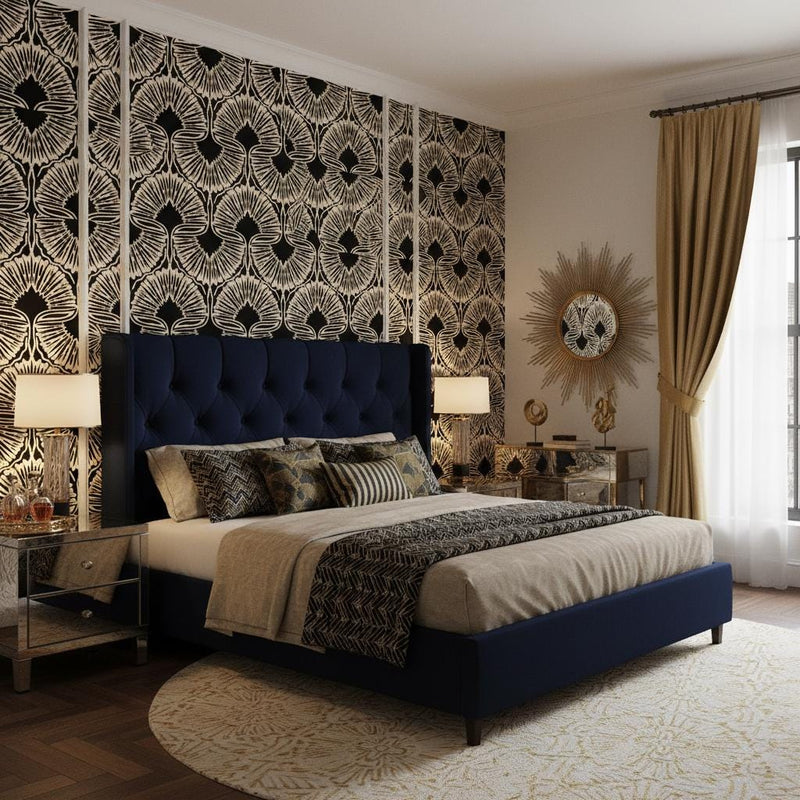 Art Deco Wallpaper | Removable Geometric Fan Wallpaper | Glamorous Statement Wall
