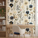 Botanical Wallpaper - Navy Blue & Cream Floral Peel and Stick | Removable Wildflower Pattern