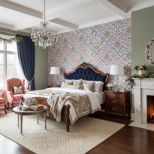 Damask Wallpaper | Floral Wall Mural |  Peel and Stick Removable