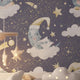 Dreamy Moon Nursery Wallpaper | Sleeping Moon Stars Clouds | Celestial Baby Room Decor | Peel and Stick