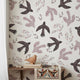 Folk Bird Wallpaper Nursery | Whimsical Floral Birds Cream | Scandinavian Kids Room Decor | Peel and Stic