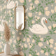Elegant Swan Wallpaper Gray | Botanical Floral Nursery Decor | Sophisticated Kids Room | Peel and Stick