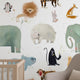 Safari Animal Wallpaper Kids Nursery | Watercolor Elephant Lion Tiger | Modern Children Room Decor | Peel and Stick