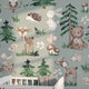Woodland Animal Wallpaper Nursery | Forest Deer Bear Bunny Owl | Kids Room Sage Green | Peel and Stick