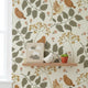 Birds and Berries Wallpaper | Scandinavian Botanical Wall Mural | Sage Green Nursery Decor | Peel and Stick Removable Wallpaper