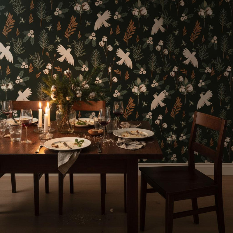 Botanical Wallpaper Moody Garden Decor | Peel and Stick Removable Wallpaper
