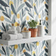 Scandinavian Botanical Wallpaper | Olive Leaf  Wall Mural | Nordic Minimalist Decor | Peel and Stick Removable Wallpaper
