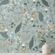 Bird Botanical Wallpaper | Folk Floral Wall Decor | Nature Nursery Wallpaper with Birds and Wildflowers