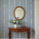 Blue Floral Stripe Wallpaper | French Country Botanical Wall Decor | Flower Wallpaper for Bedroom Living Room
