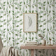 Botanical Branch Wallpaper Nursery | Green Leaf Watercolor Stripes | Peel and Stick