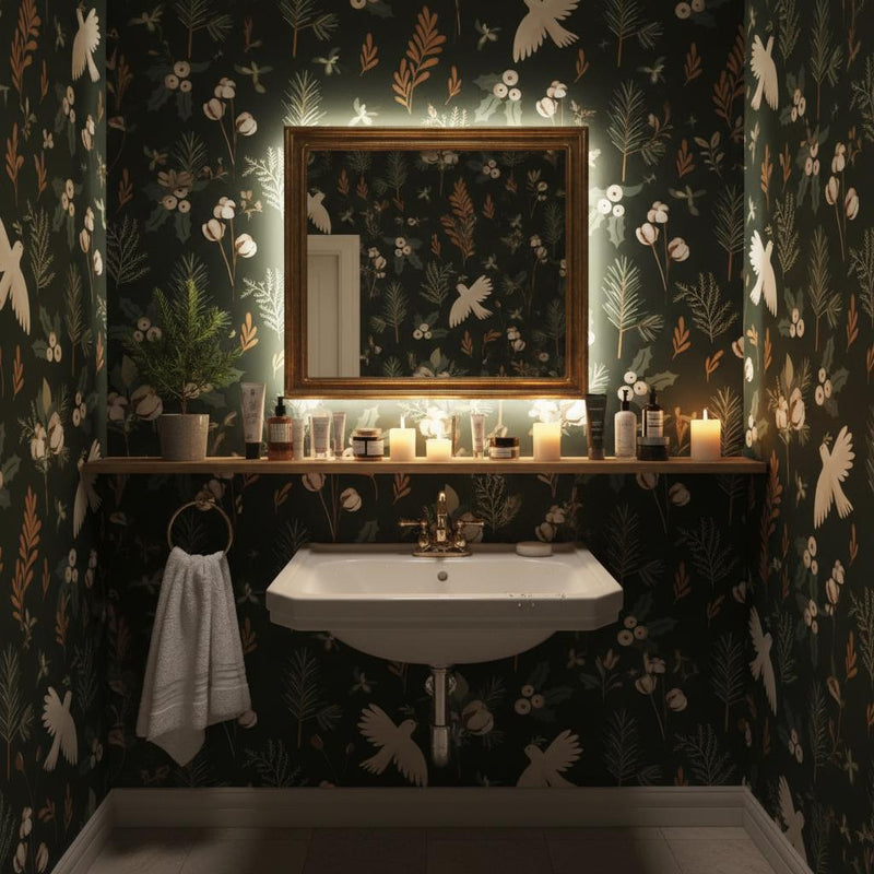 Botanical Wallpaper Moody Garden Decor | Peel and Stick Removable Wallpaper