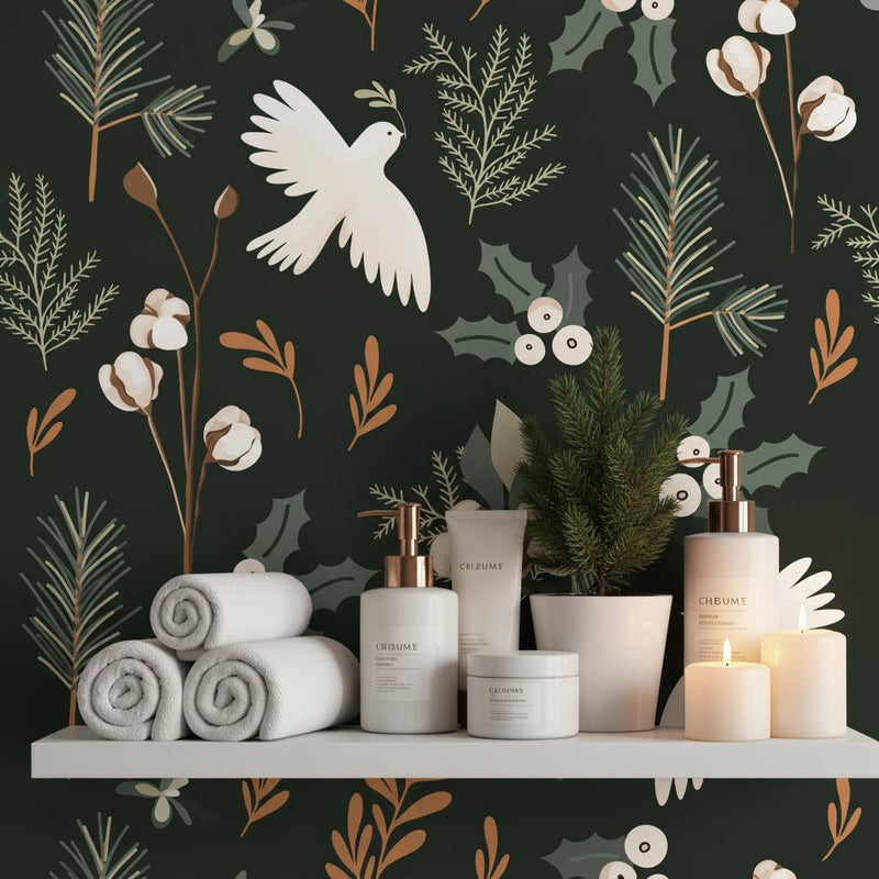 Botanical Wallpaper Moody Garden Decor | Peel and Stick Removable Wallpaper
