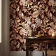 Dark Tropical Botanical Wallpaper | Burgundy Mandarin Orchid Anthurium Wall Mural | Luxury Exotic Decor | Peel and Stick Removable Wallpaper