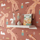 Giraffe wallpaper | terracotta boho safari desert cactus kids | nursery bedroom playroom | peel and stick removable wallpaper