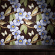 Blue orchid bird wallpaper peel and stick | dark botanical floral luxury | bedroom living room | removable wall mural