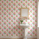 Pink tulip wallpaper peel and stick | pastel floral kids room | nursery bedroom decor | removable wall mural