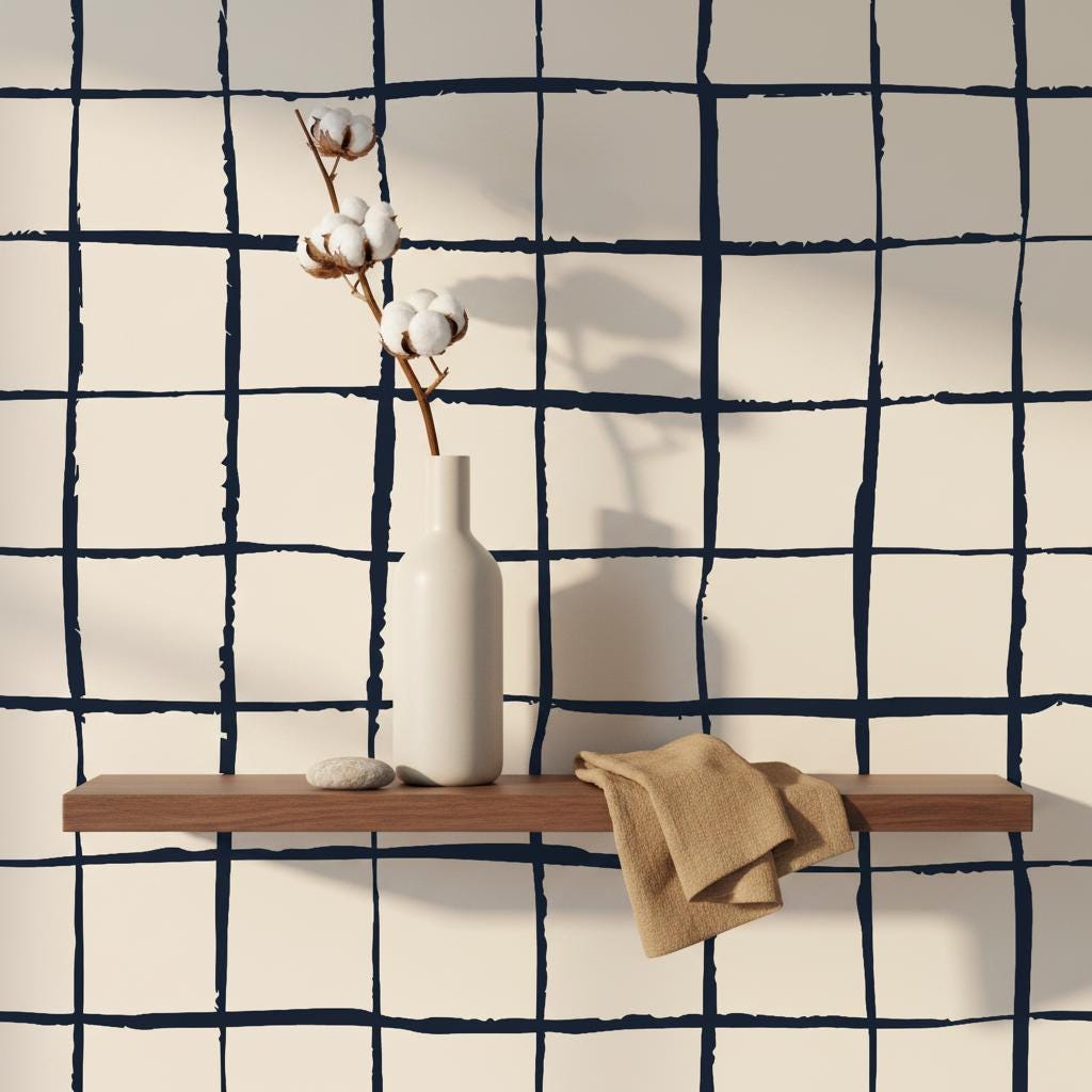 Gingham Wallpaper Hand-Drawn Plaid