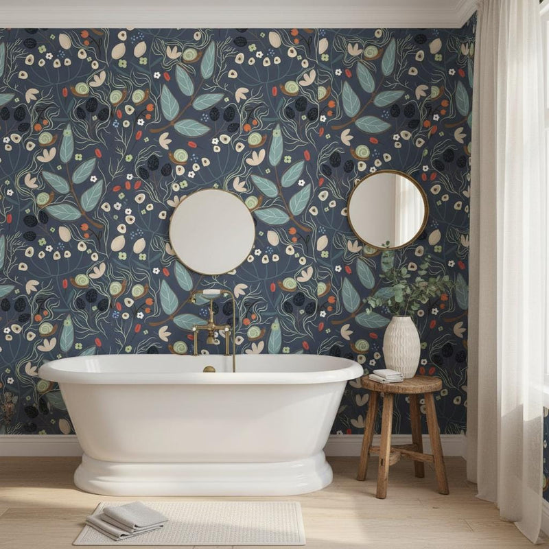 Dark botanical peel and stick wallpaper |  accent wall