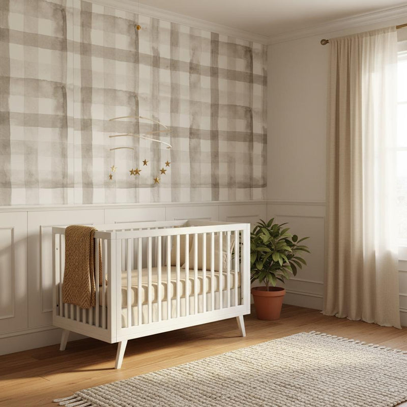 Neutral Plaid Wallpaper Watercolor gingham peel and stick wallpaper Nordic nursery