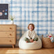 Blue Plaid Wallpaper Watercolor gingham peel and stick wallpaper Nordic nursery