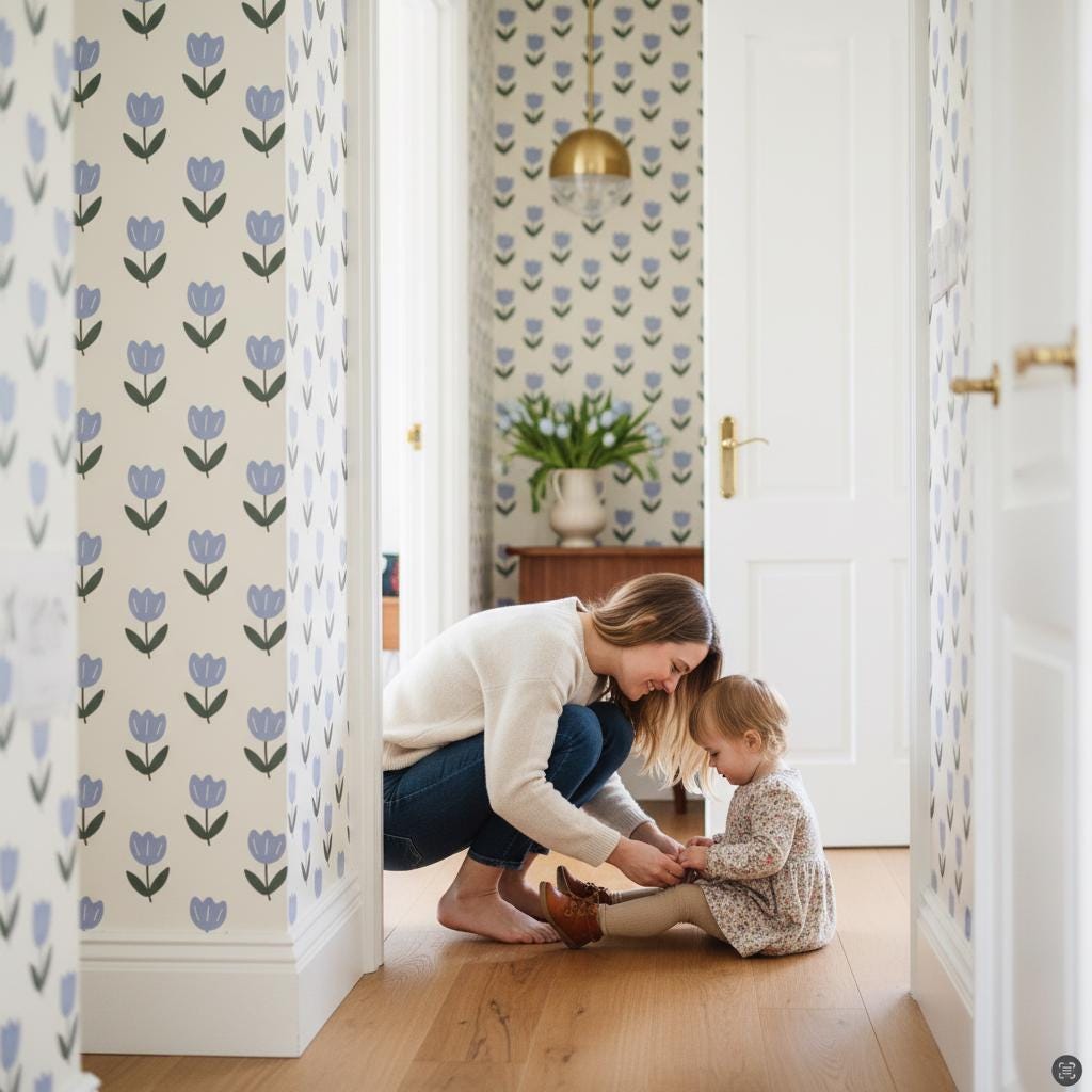 Blue tulip wallpaper peel and stick spring floral