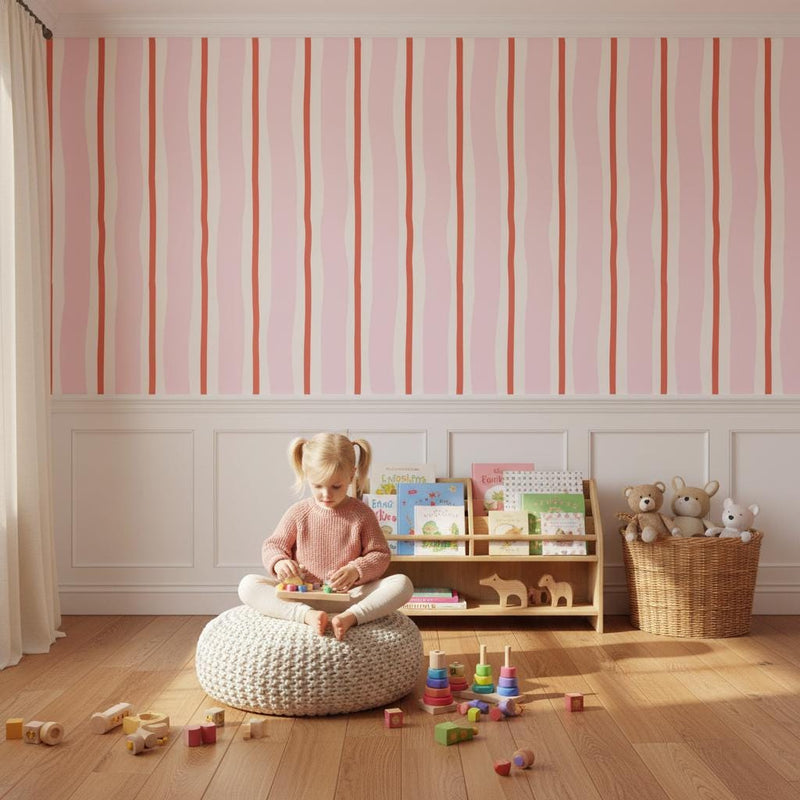 Pink stripe peel and stick wallpaper, peel and stick or non woven wallpaper