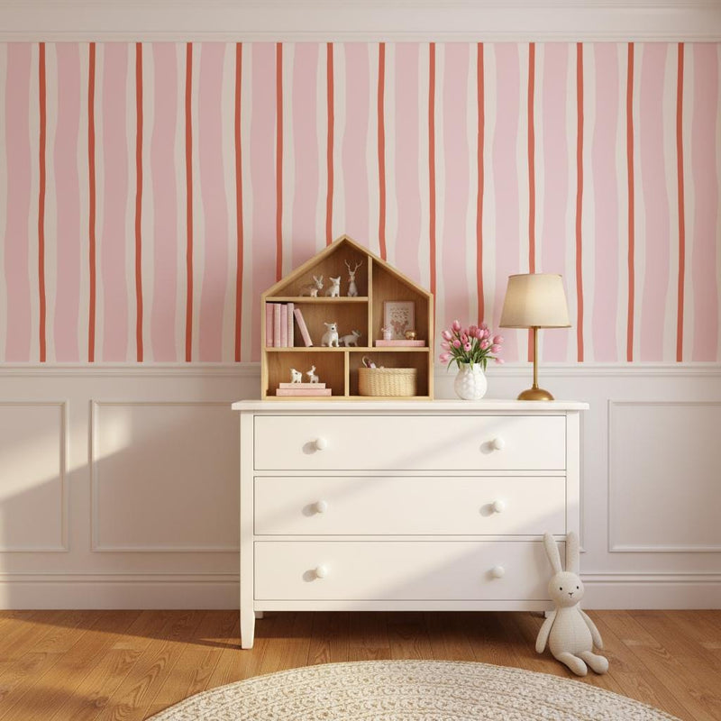 Pink stripe peel and stick wallpaper, peel and stick or non woven wallpaper
