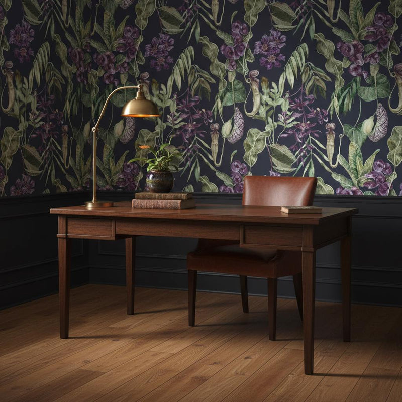 Dark Botanical Peel and Stick Wallpaper Gothic Maximalist Wallpaper