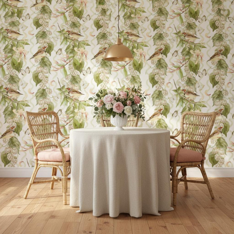 Bird and Butterfly  Wallpaper | English Garden Nursery Wallpaper
