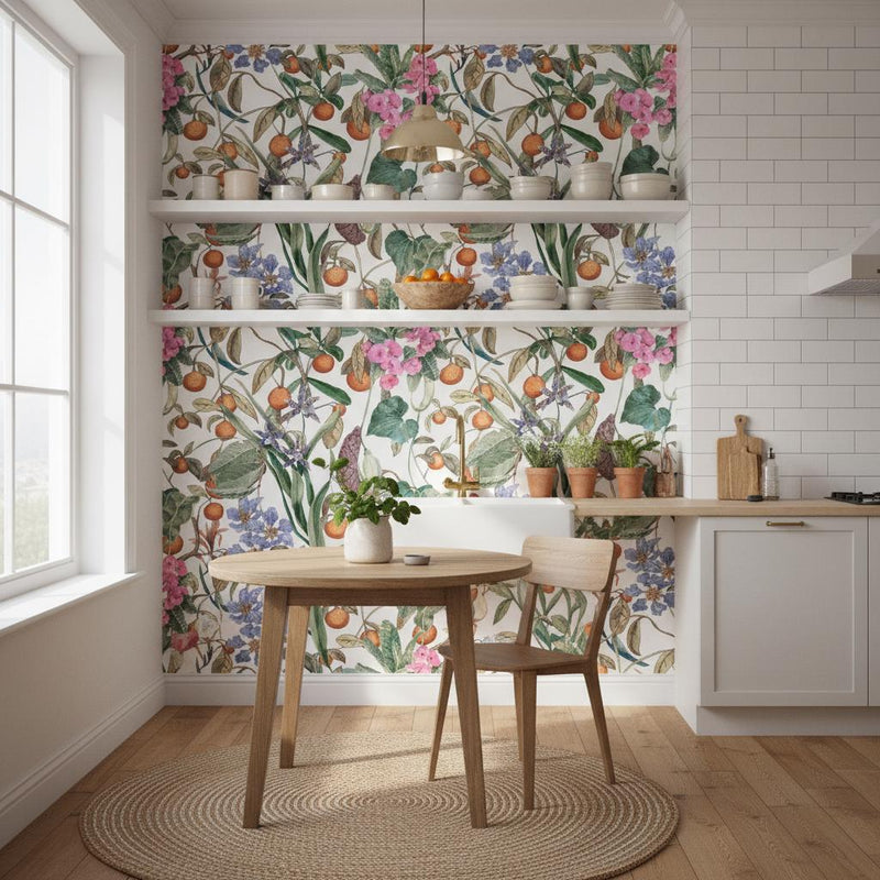 Botanical Peel and Stick Wallpaper | Floral Wall Mural | Grandmillennial Garden Wallpaper