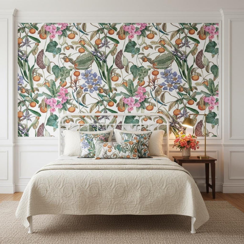 Botanical Peel and Stick Wallpaper | Floral Wall Mural | Grandmillennial Garden Wallpaper