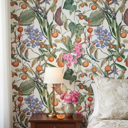 Botanical Peel and Stick Wallpaper | Floral Wall Mural | Grandmillennial Garden Wallpaper