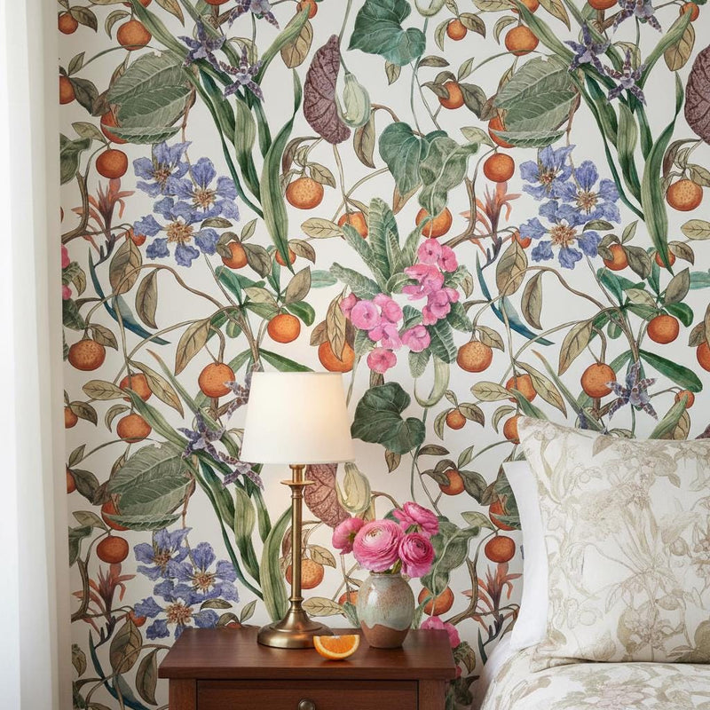 Botanical Peel and Stick Wallpaper | Floral Wall Mural | Grandmillennial Garden Wallpaper