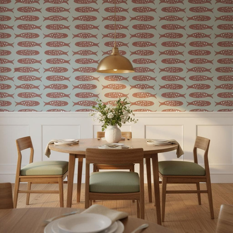 Fish wallpaper peel and stick removable  | nautical wall mural