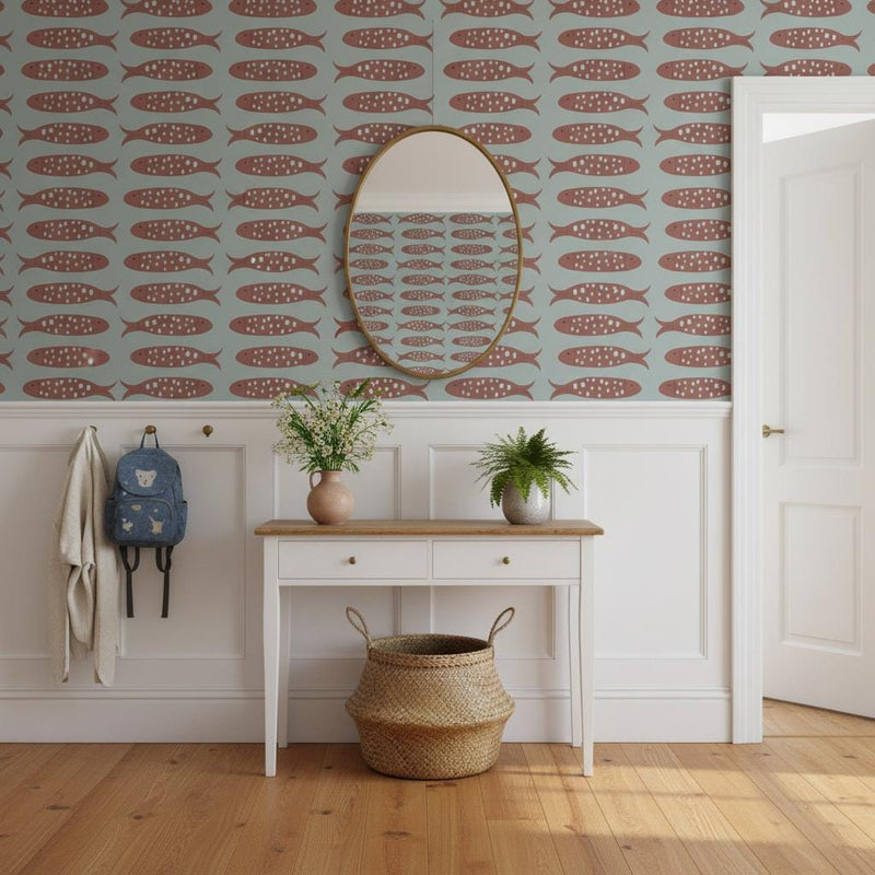 Fish wallpaper peel and stick removable  | nautical wall mural