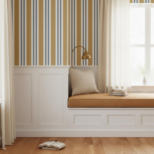 Stripe wallpaper, vertical stripes accent wall, peel and stick or non woven wallpaper