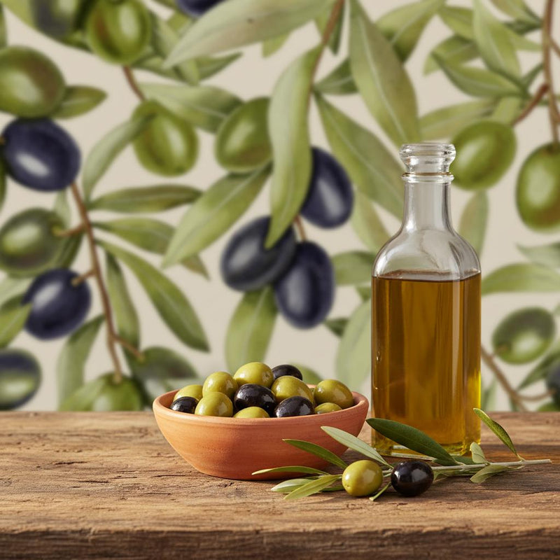 Olive branch wallpaper peel and stick | Mediterranean botanical kitchen | bedroom dining room | removable wall mural