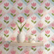 Pink tulip wallpaper peel and stick | pastel floral nursery | kids room removable wallpaper | self adhesive wall decor